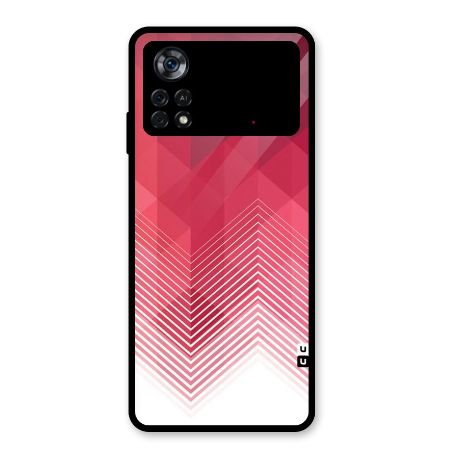 Red Chevron Abstract Glass Back Case for Poco X4 Pro 5G