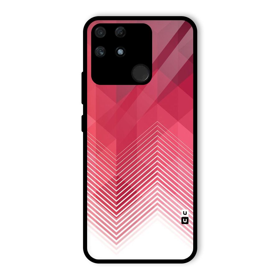 Red Chevron Abstract Glass Back Case for Realme Narzo 50A