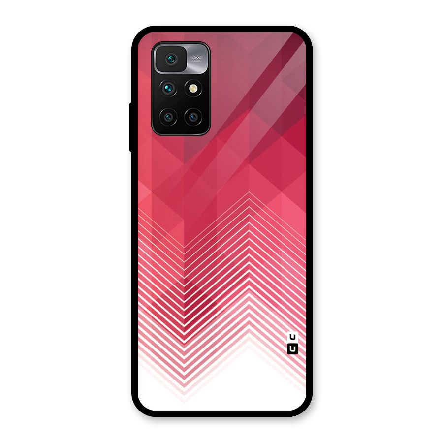 Red Chevron Abstract Glass Back Case for Redmi 10 Prime