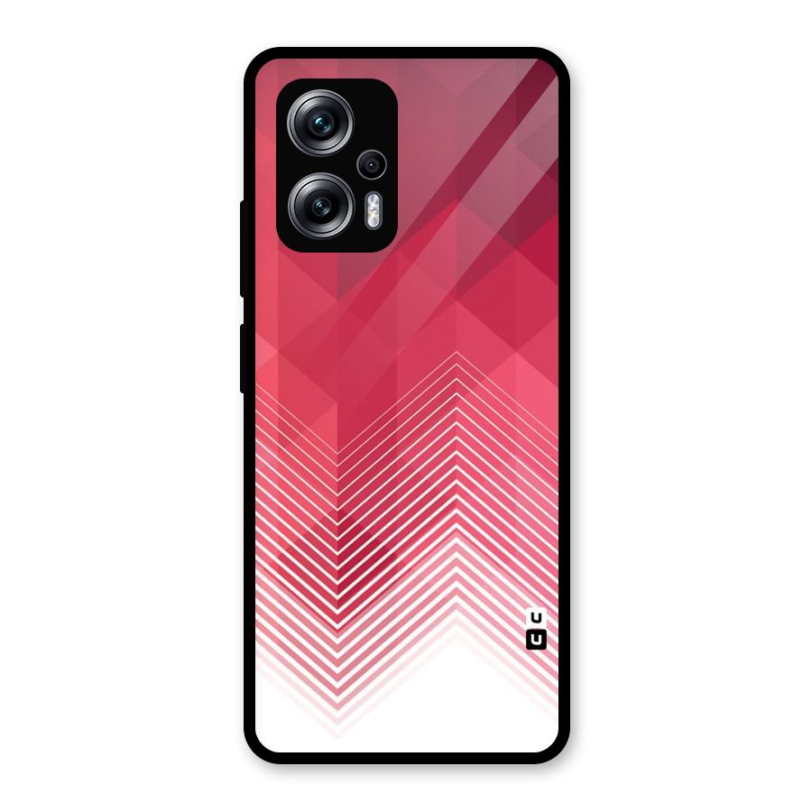 Red Chevron Abstract Glass Back Case for Redmi K50i