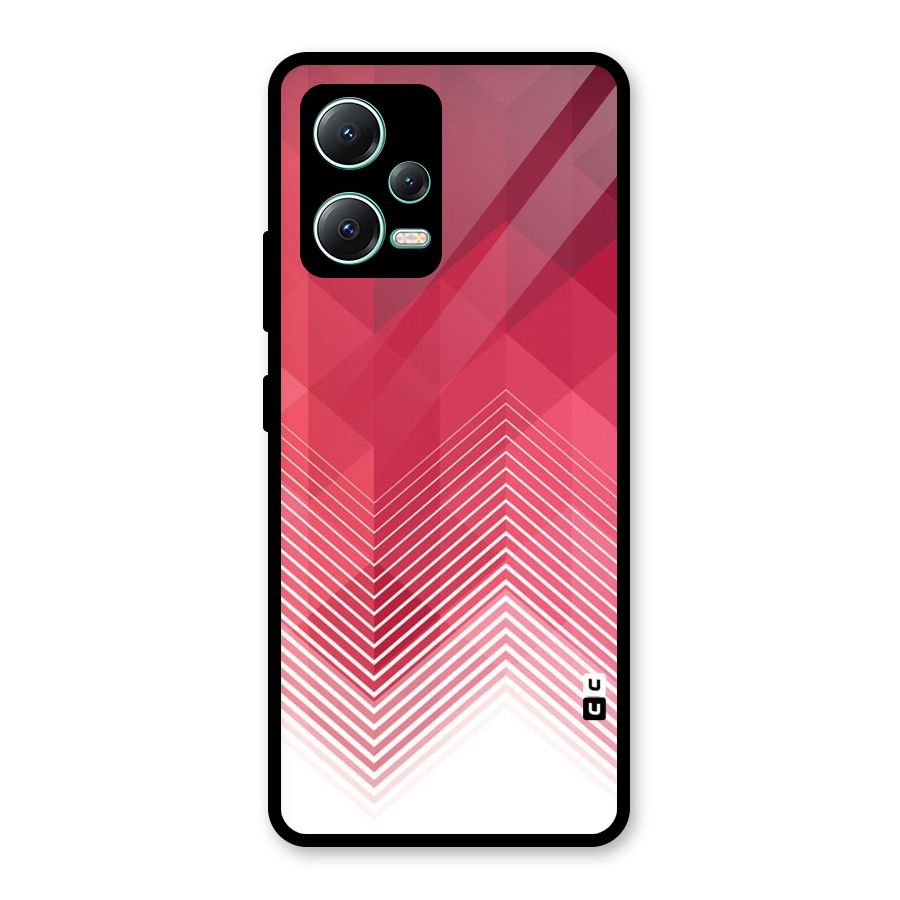 Red Chevron Abstract Glass Back Case for Redmi Note 12 5G
