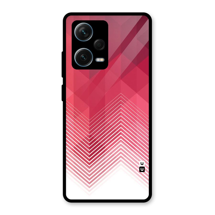 Red Chevron Abstract Glass Back Case for Redmi Note 12 Pro Plus 5G
