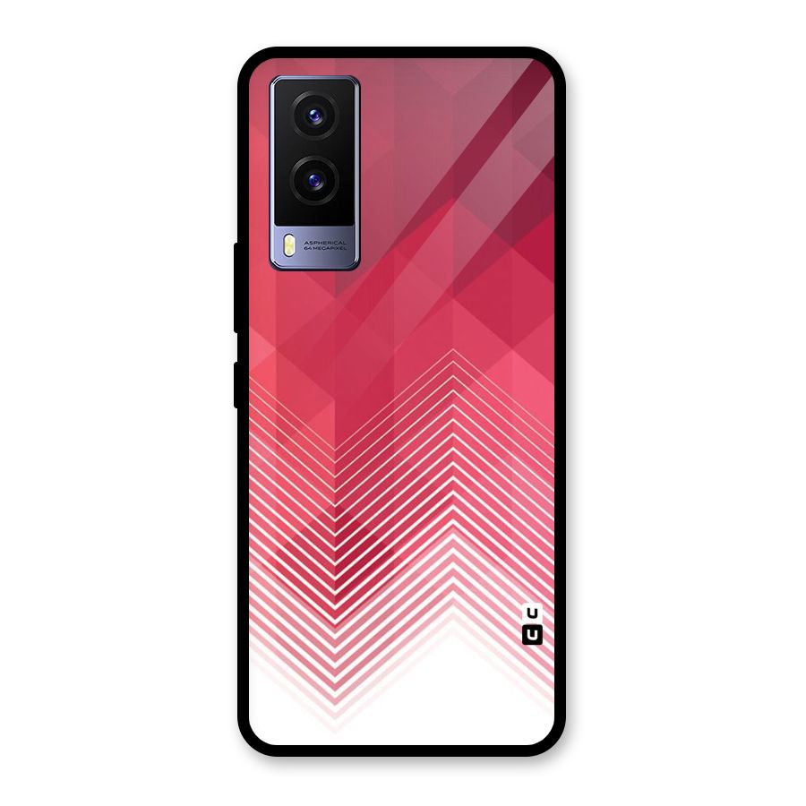Red Chevron Abstract Glass Back Case for Vivo V21e 5G