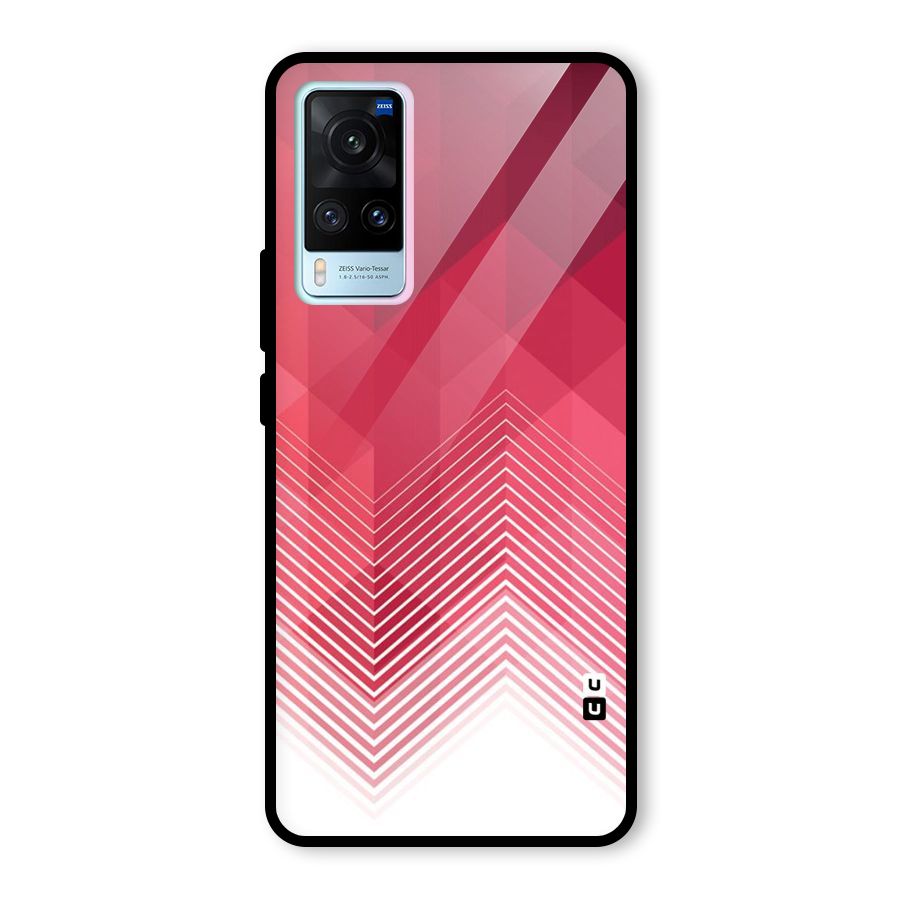 Red Chevron Abstract Glass Back Case for Vivo X60