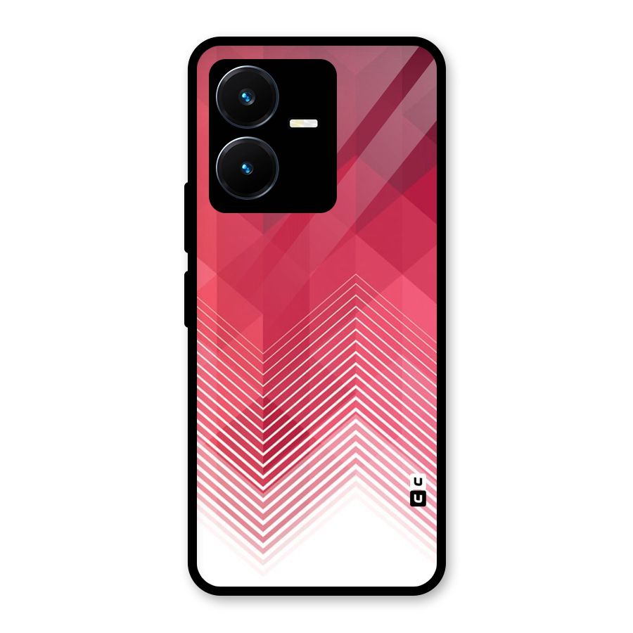 Red Chevron Abstract Glass Back Case for Vivo Y22