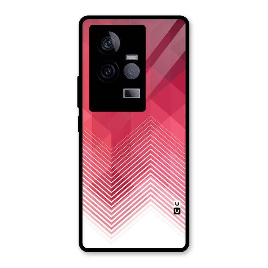 Red Chevron Abstract Glass Back Case for Vivo iQOO 11 5G