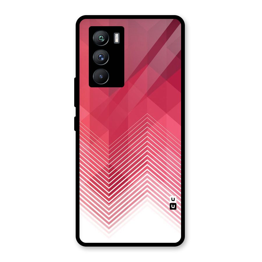 Red Chevron Abstract Glass Back Case for Vivo iQOO 9 SE