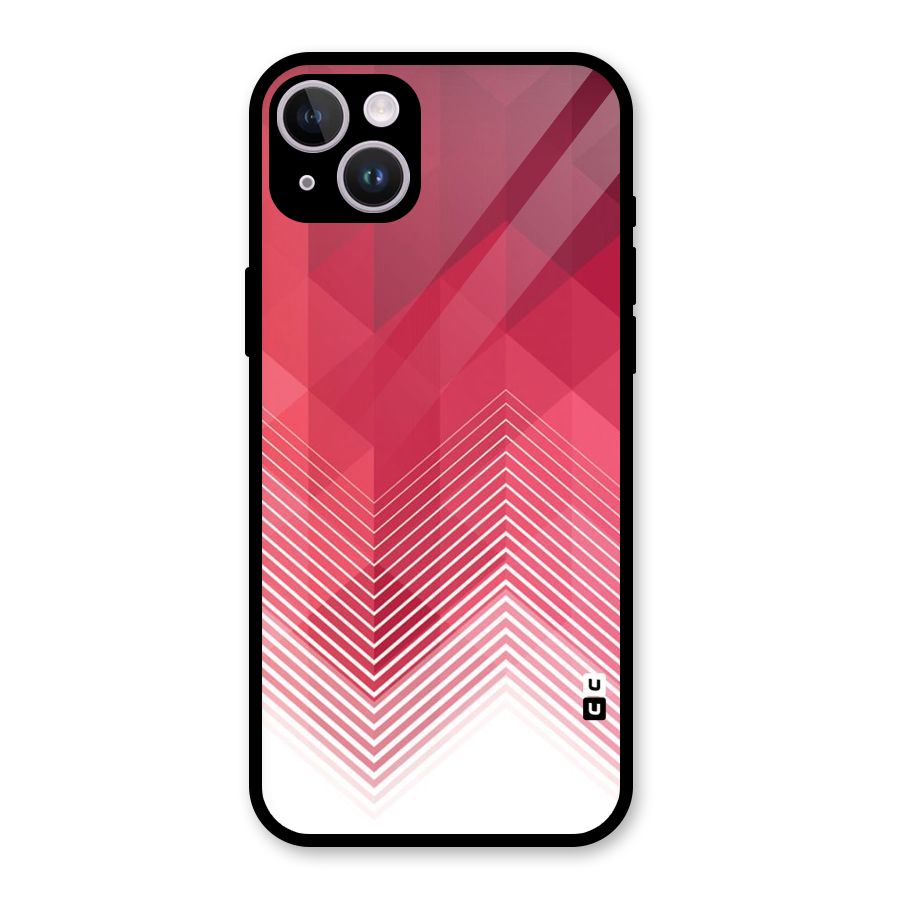 Red Chevron Abstract Glass Back Case for iPhone 14 Plus