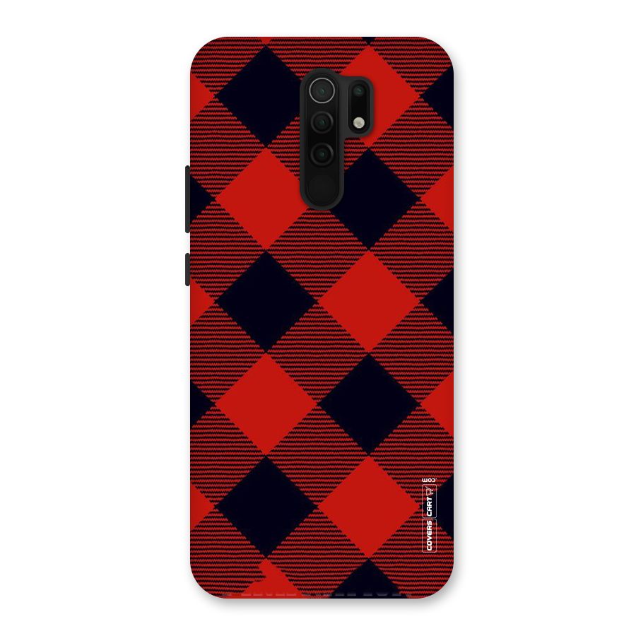 Red Diagonal Check Back Case for Poco M2