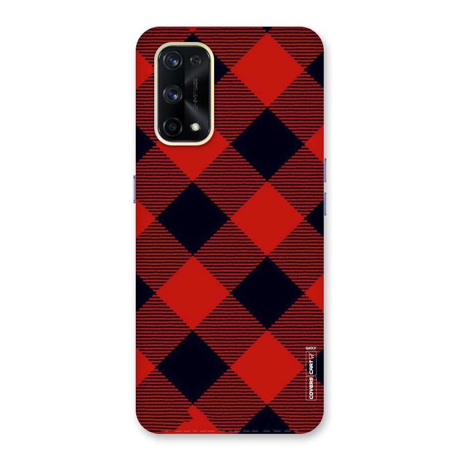 Red Diagonal Check Glass Back Case for Realme X7 Pro