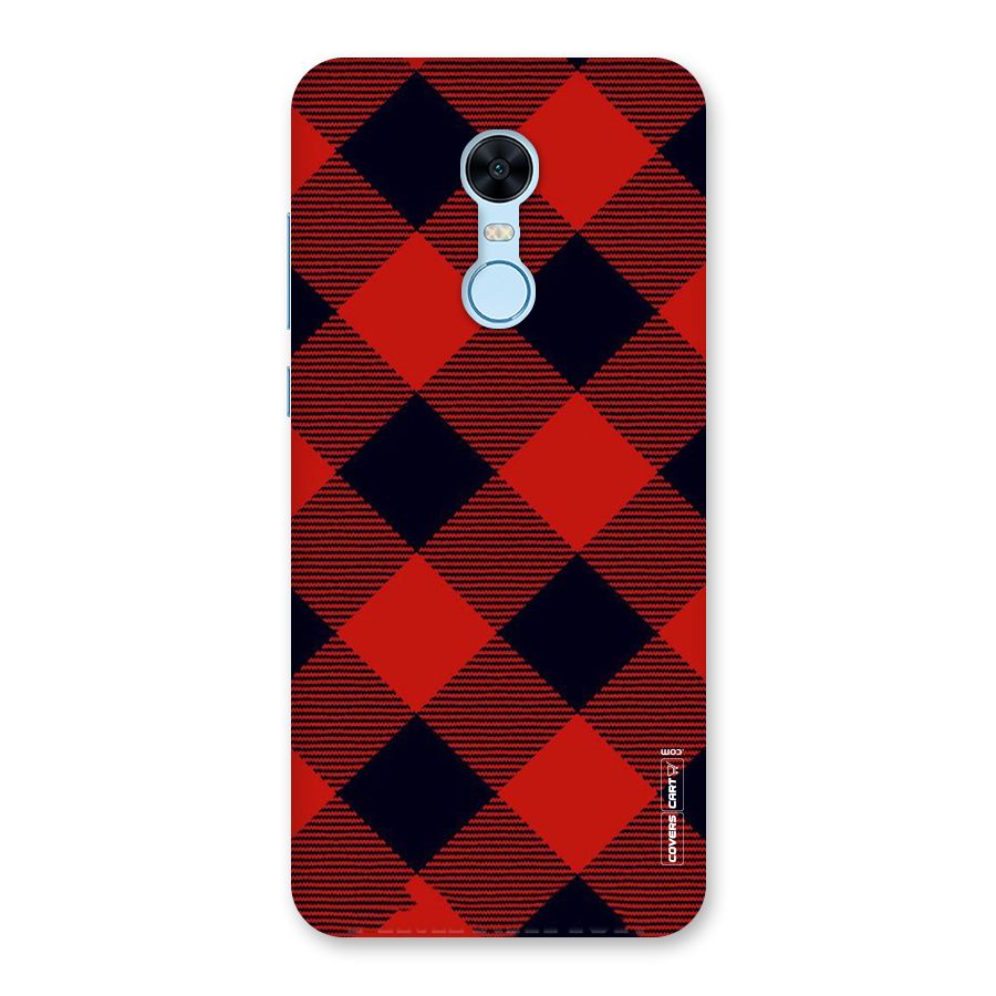 Red Diagonal Check Back Case for Redmi Note 5