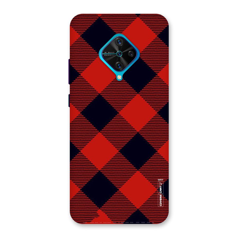 Red Diagonal Check Back Case for Vivo S1 Pro