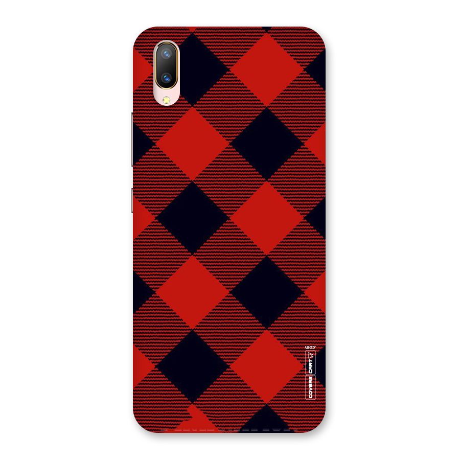 Red Diagonal Check Back Case for Vivo V11 Pro