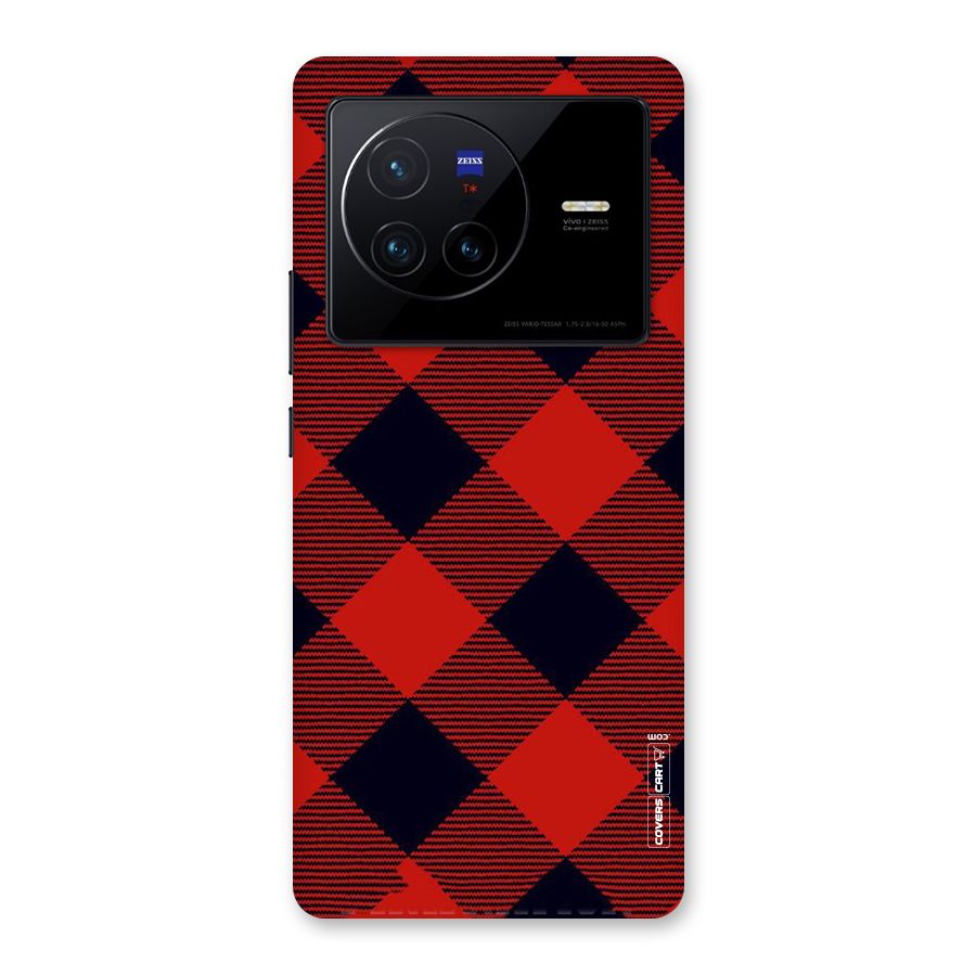 Red Diagonal Check Back Case for Vivo X80
