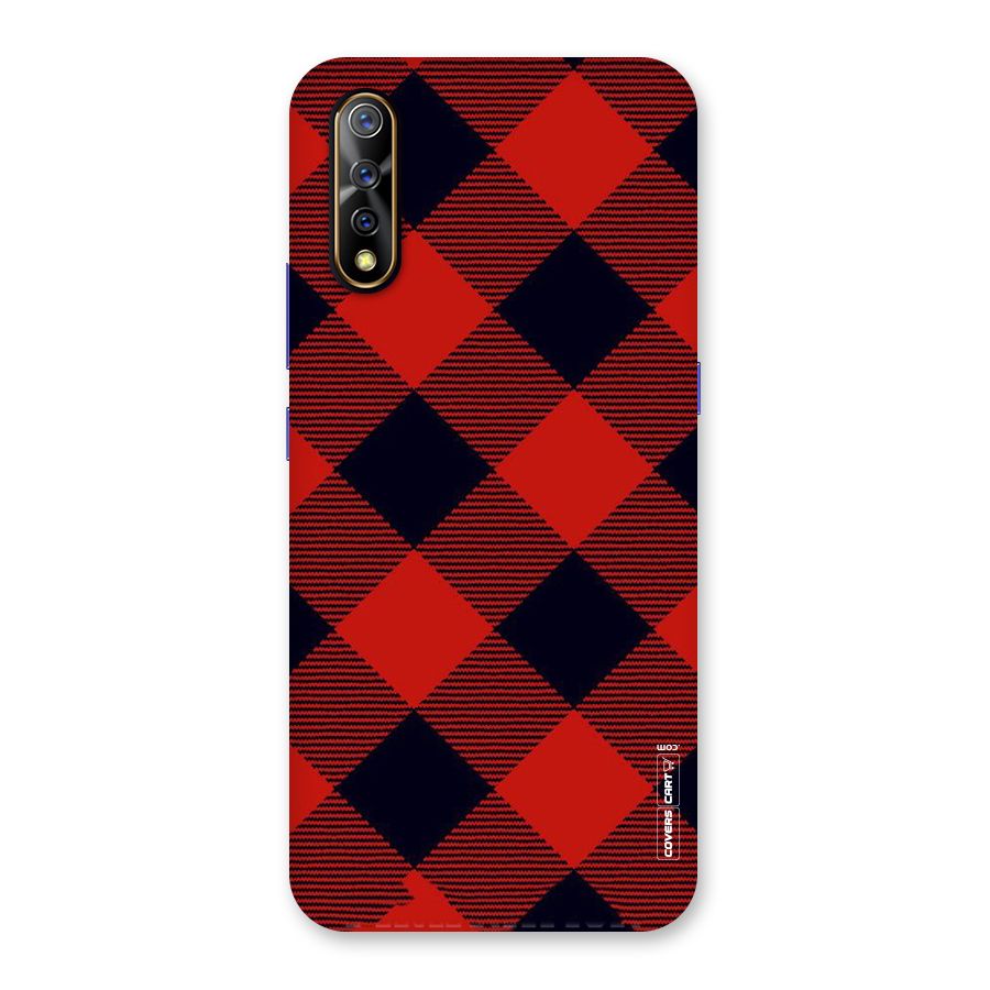 Red Diagonal Check Back Case for Vivo Z1x