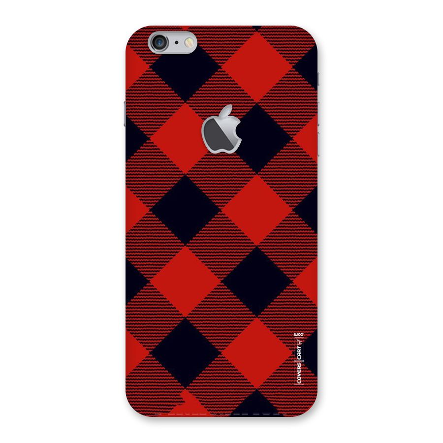 Red Diagonal Check Back Case for iPhone 6 Plus 6S Plus Logo Cut