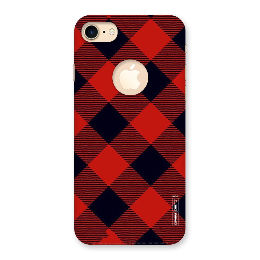 Red Diagonal Check Back Case for iPhone 7 Logo Cut