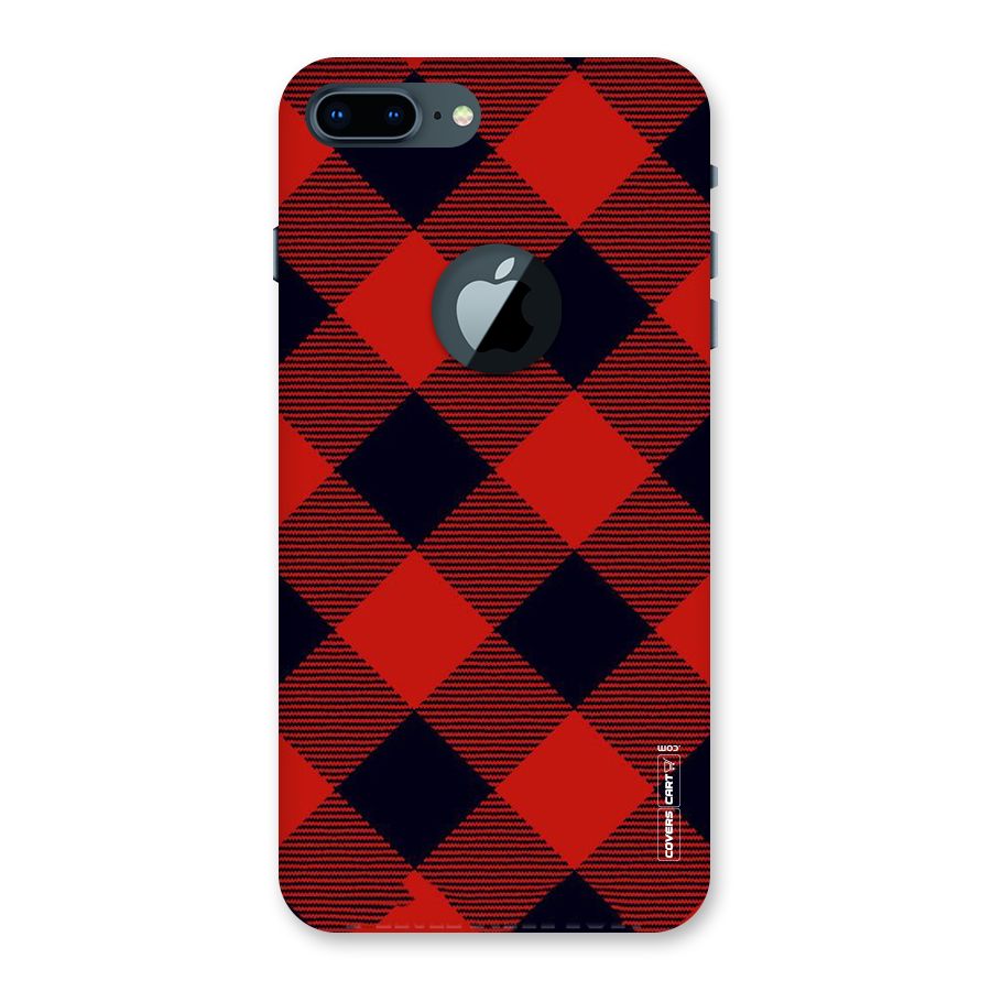 Red Diagonal Check Back Case for iPhone 7 Plus Logo Cut