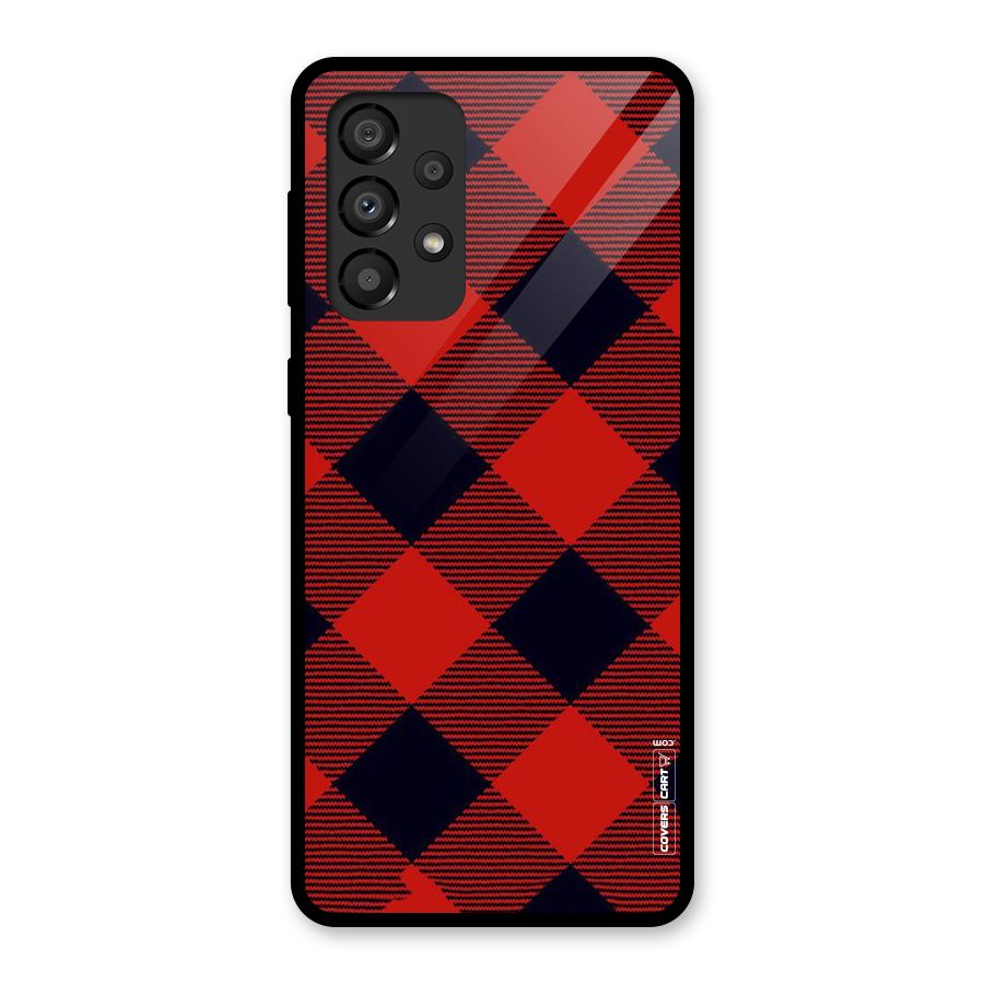 Red Diagonal Check Glass Back Case for Galaxy A33 5G