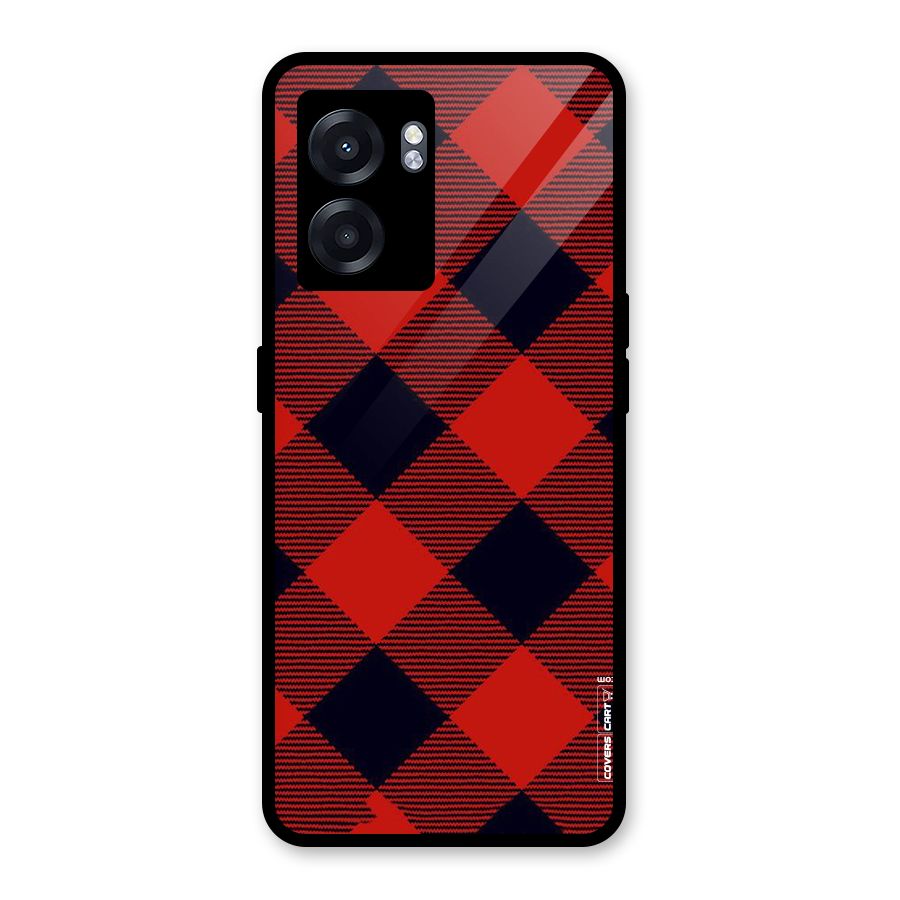 Red Diagonal Check Glass Back Case for Oppo K10 (5G)