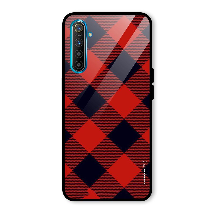 Red Diagonal Check Glass Back Case for Realme X2
