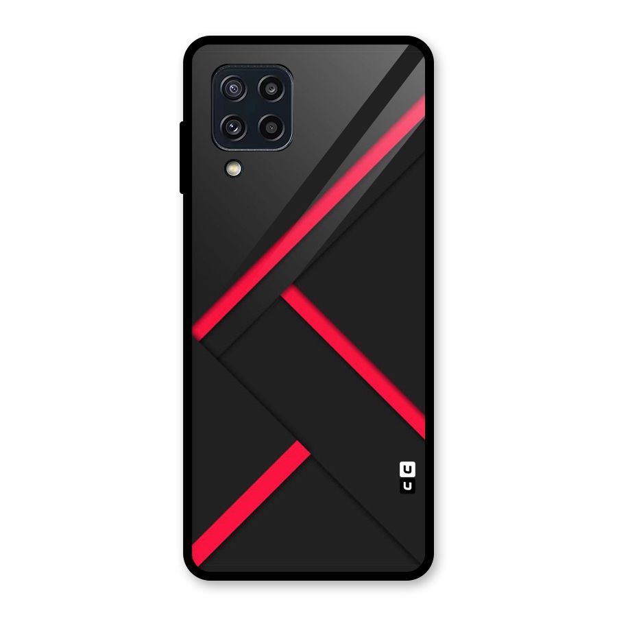 Red Disort Stripes Glass Back Case for Galaxy M32