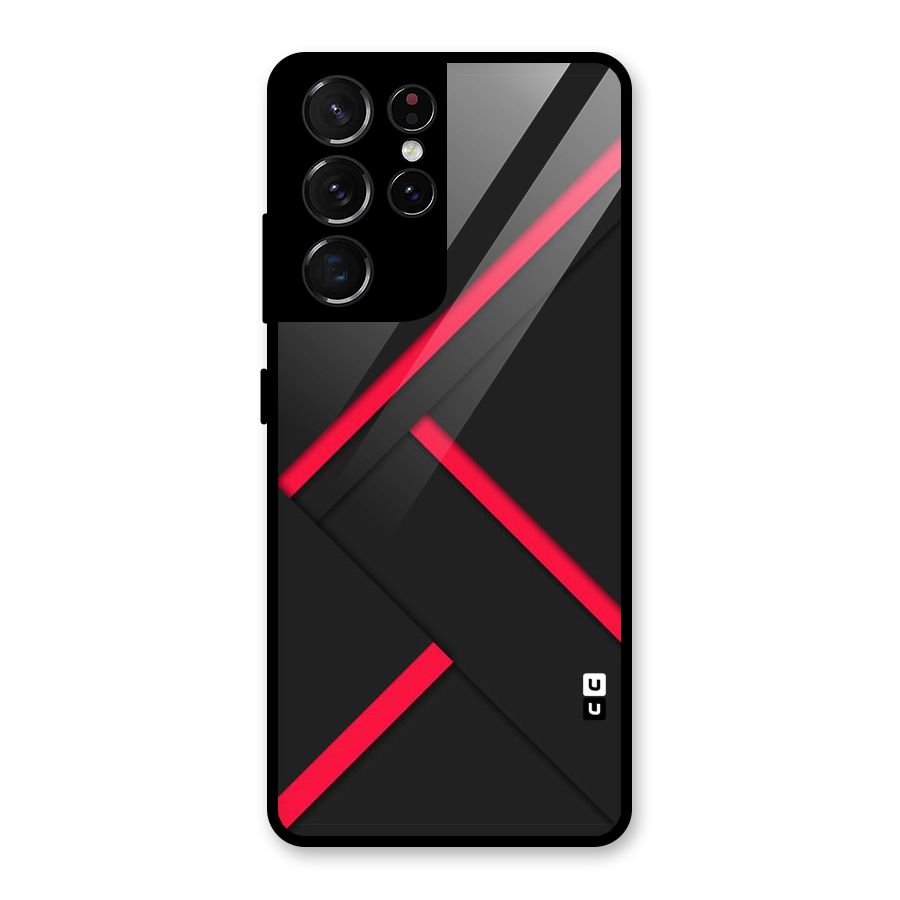 Red Disort Stripes Glass Back Case for Galaxy S21 Ultra 5G