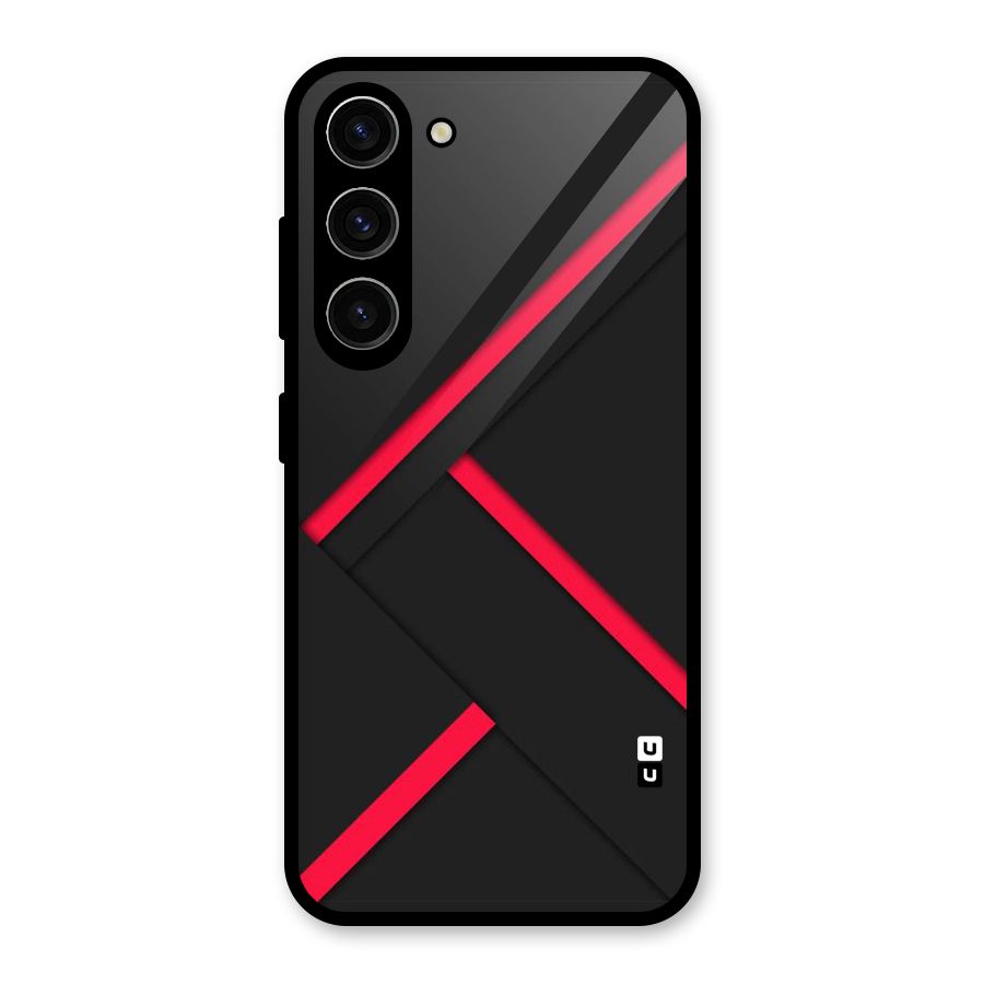 Red Disort Stripes Glass Back Case for Galaxy S23