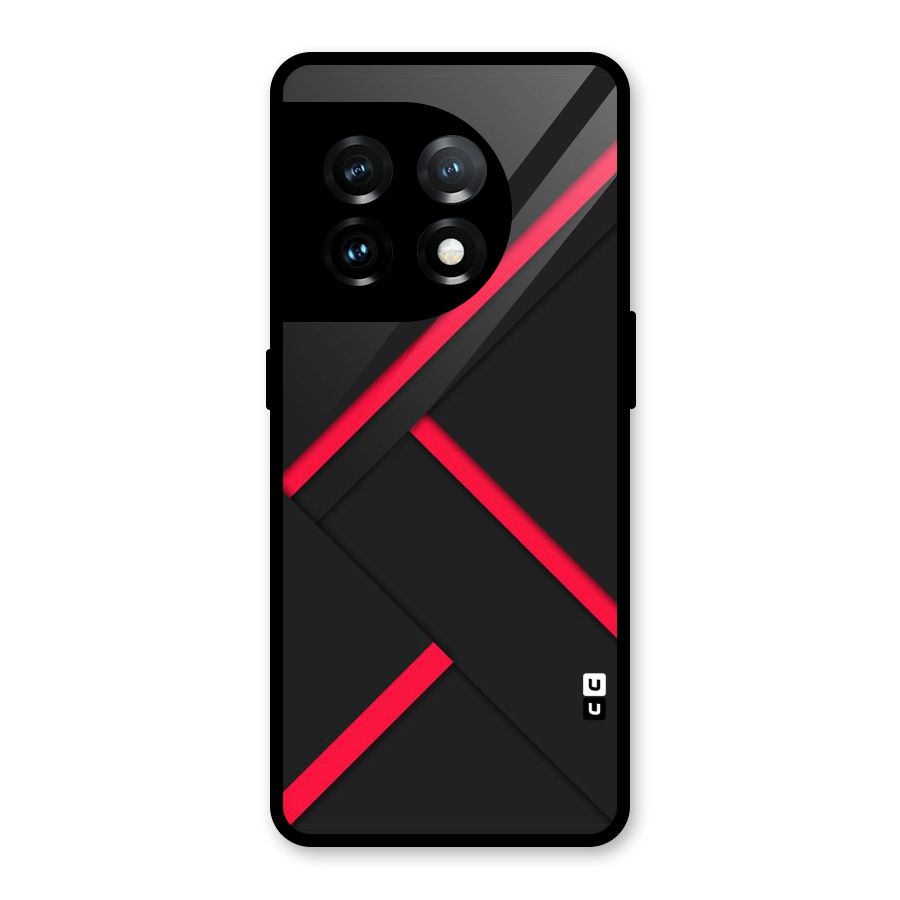 Red Disort Stripes Glass Back Case for OnePlus 11