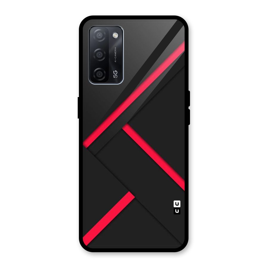 Red Disort Stripes Glass Back Case for Oppo A53s 5G