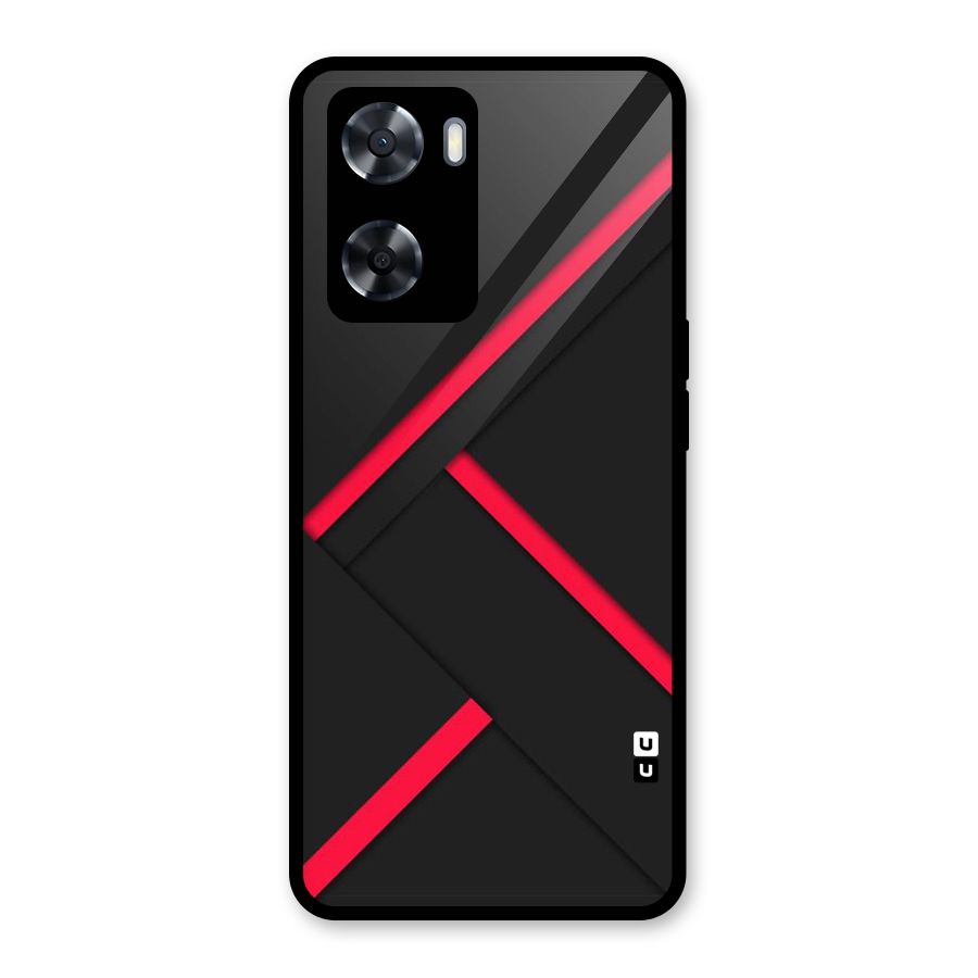 Red Disort Stripes Glass Back Case for Oppo A57 2022