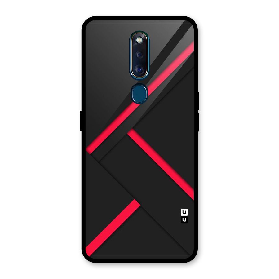 Red Disort Stripes Glass Back Case for Oppo F11 Pro