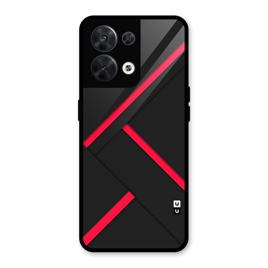 Red Disort Stripes Glass Back Case for Oppo Reno8 5G