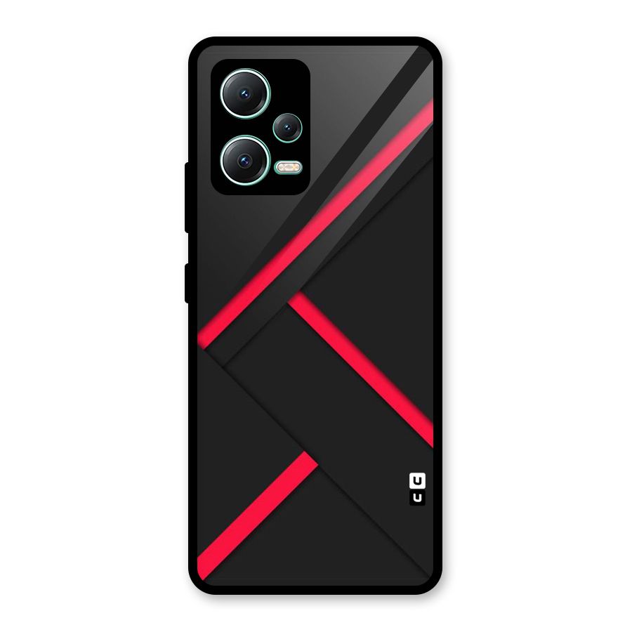Red Disort Stripes Glass Back Case for Redmi Note 12 5G