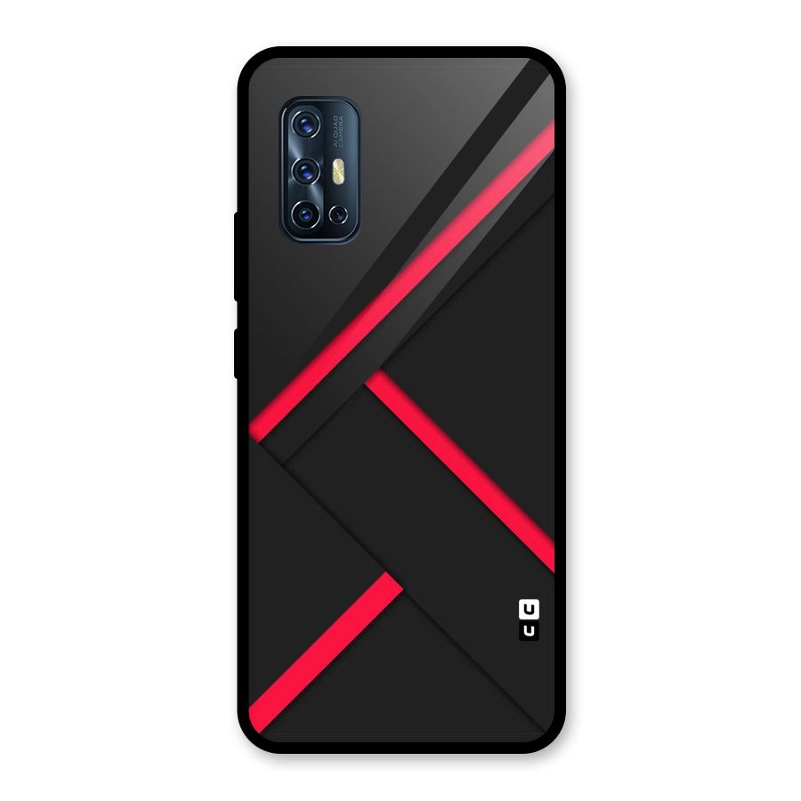Red Disort Stripes Glass Back Case for Vivo V17
