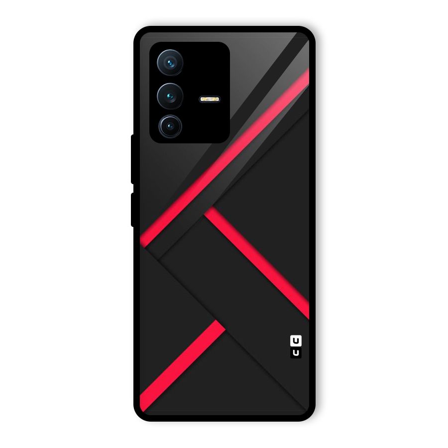 Red Disort Stripes Glass Back Case for Vivo V23 Pro