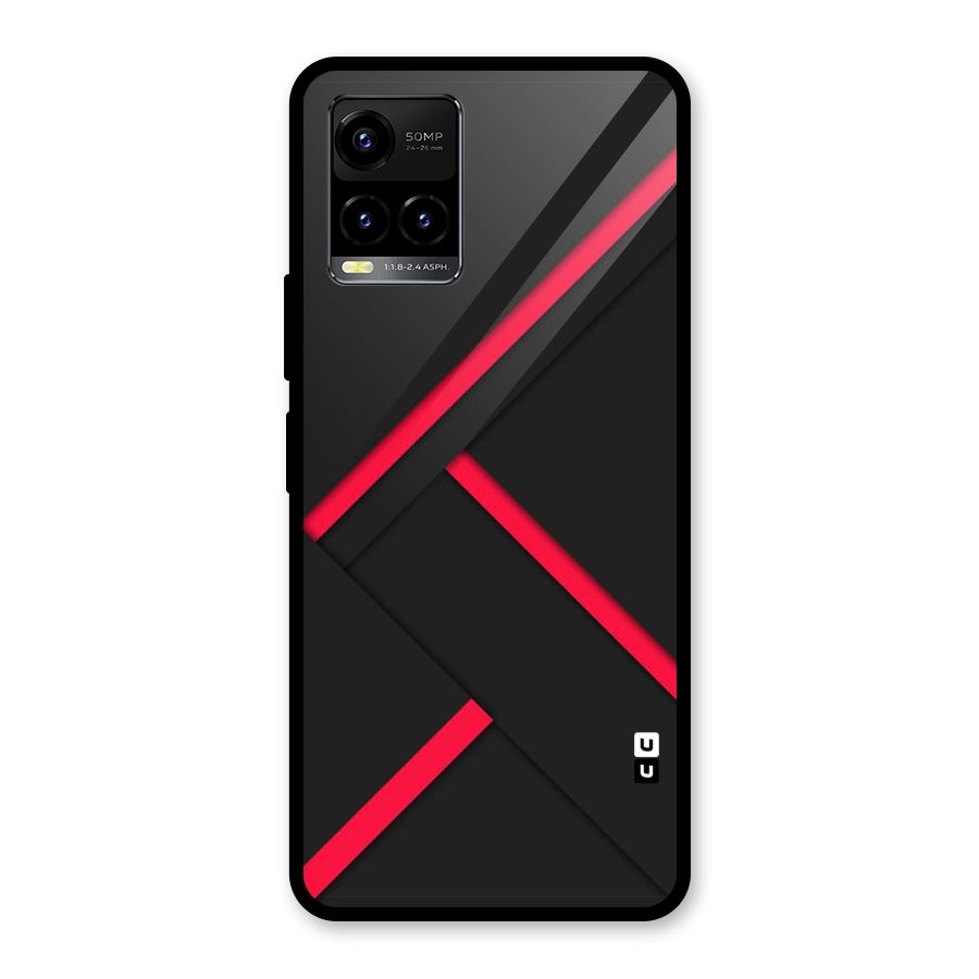 Red Disort Stripes Glass Back Case for Vivo Y21G