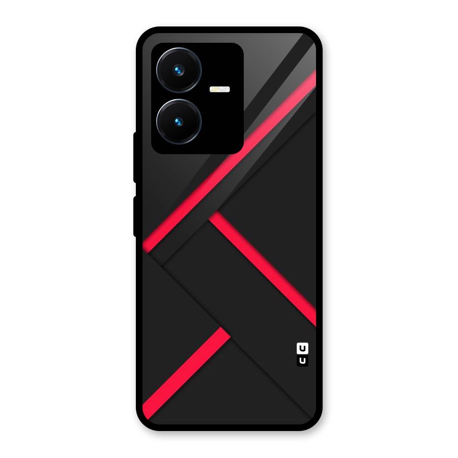 Red Disort Stripes Glass Back Case for Vivo Y22