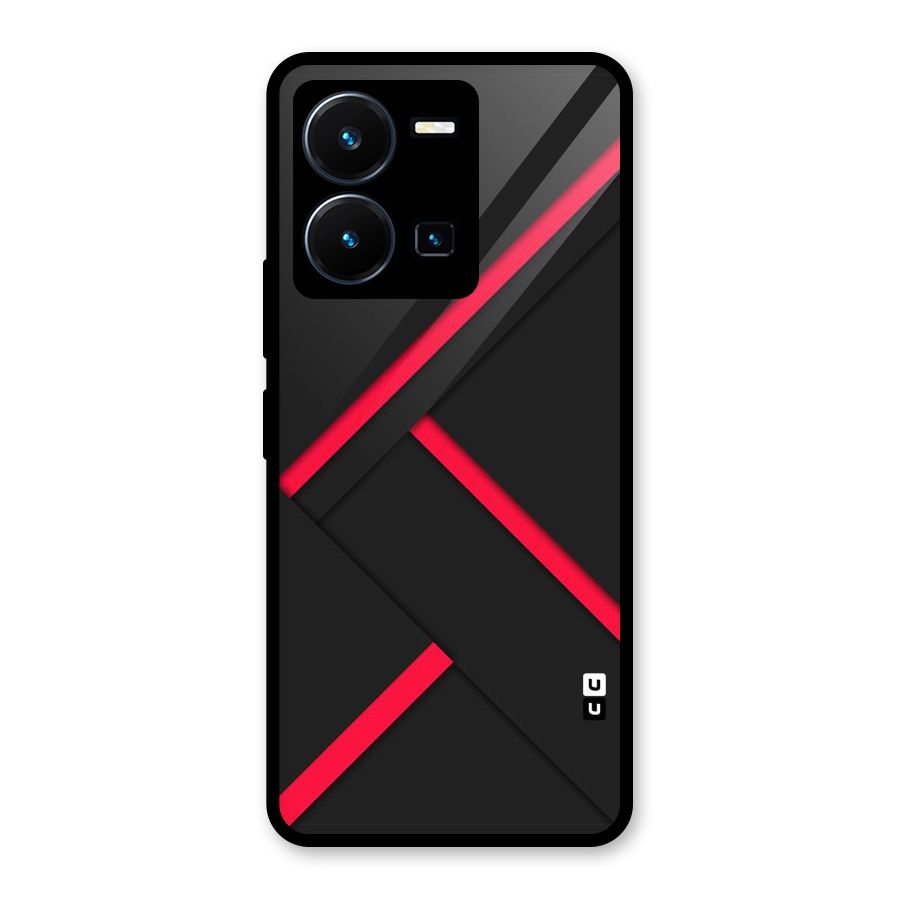 Red Disort Stripes Glass Back Case for Vivo Y35