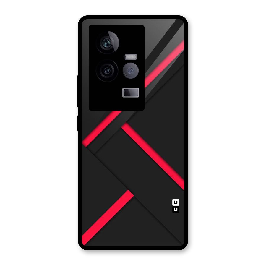 Red Disort Stripes Glass Back Case for Vivo iQOO 11 5G