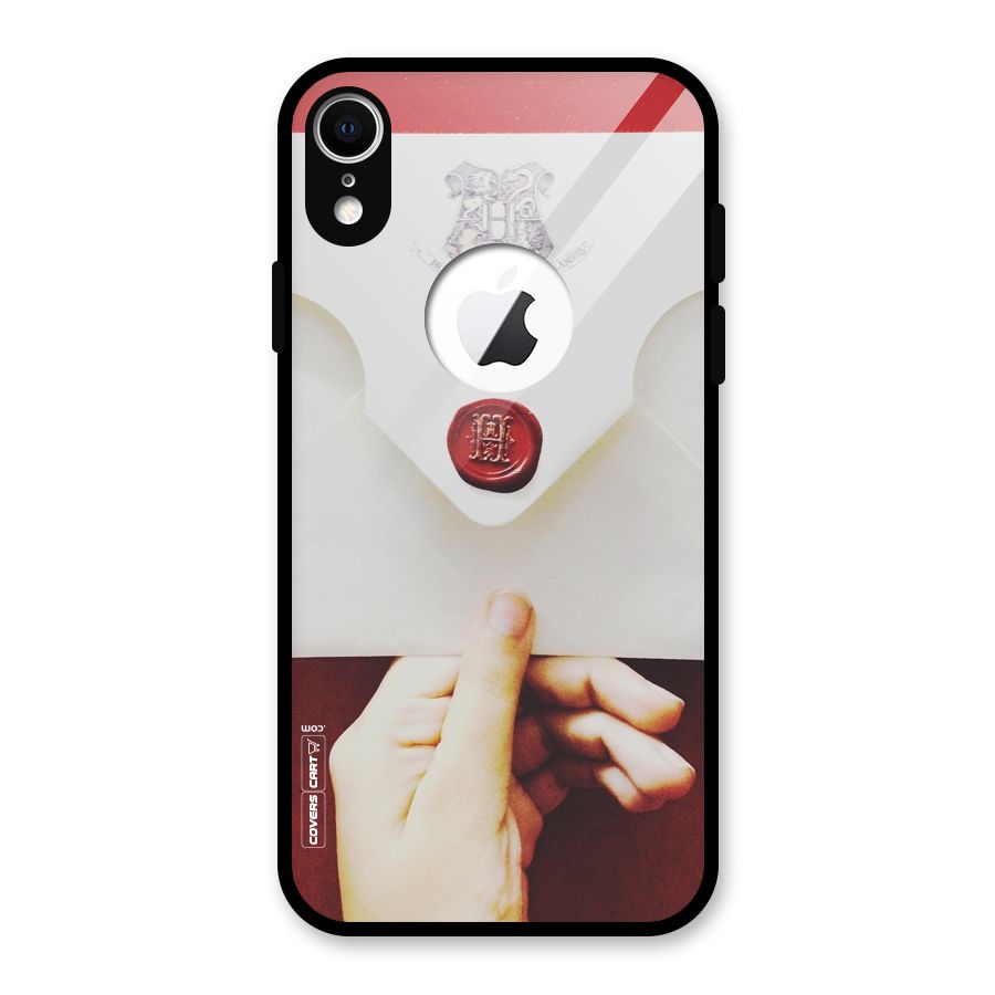 Red Envelope Glass Back Case for iPhone XR Logo Cut