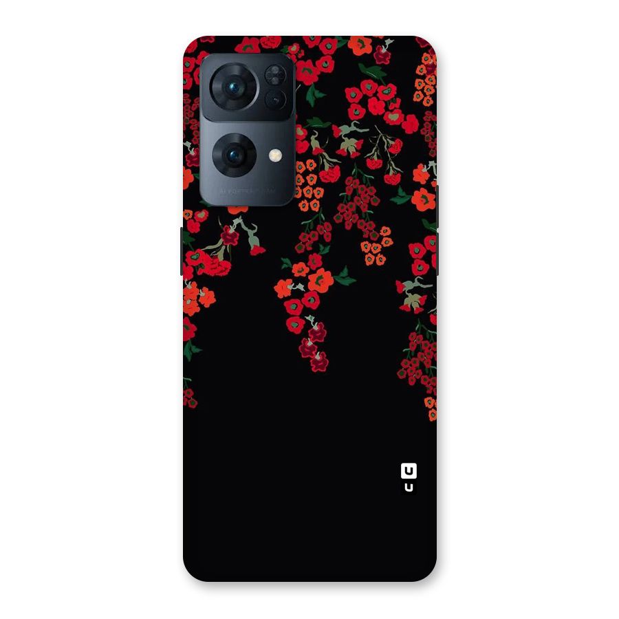 Red Floral Pattern Back Case for Oppo Reno7 Pro 5G