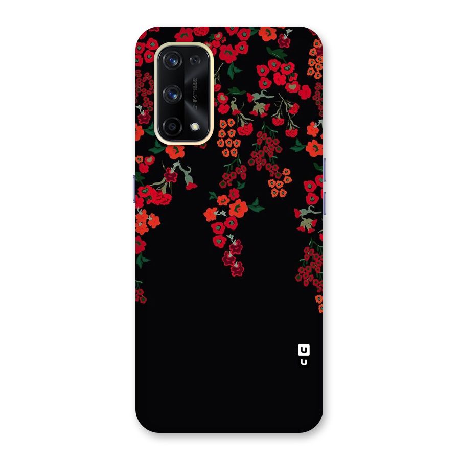 Red Floral Pattern Glass Back Case for Realme X7 Pro