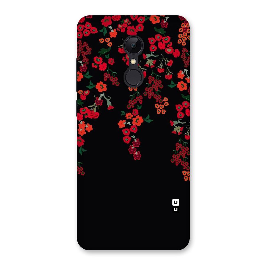 Red Floral Pattern Back Case for Redmi 5