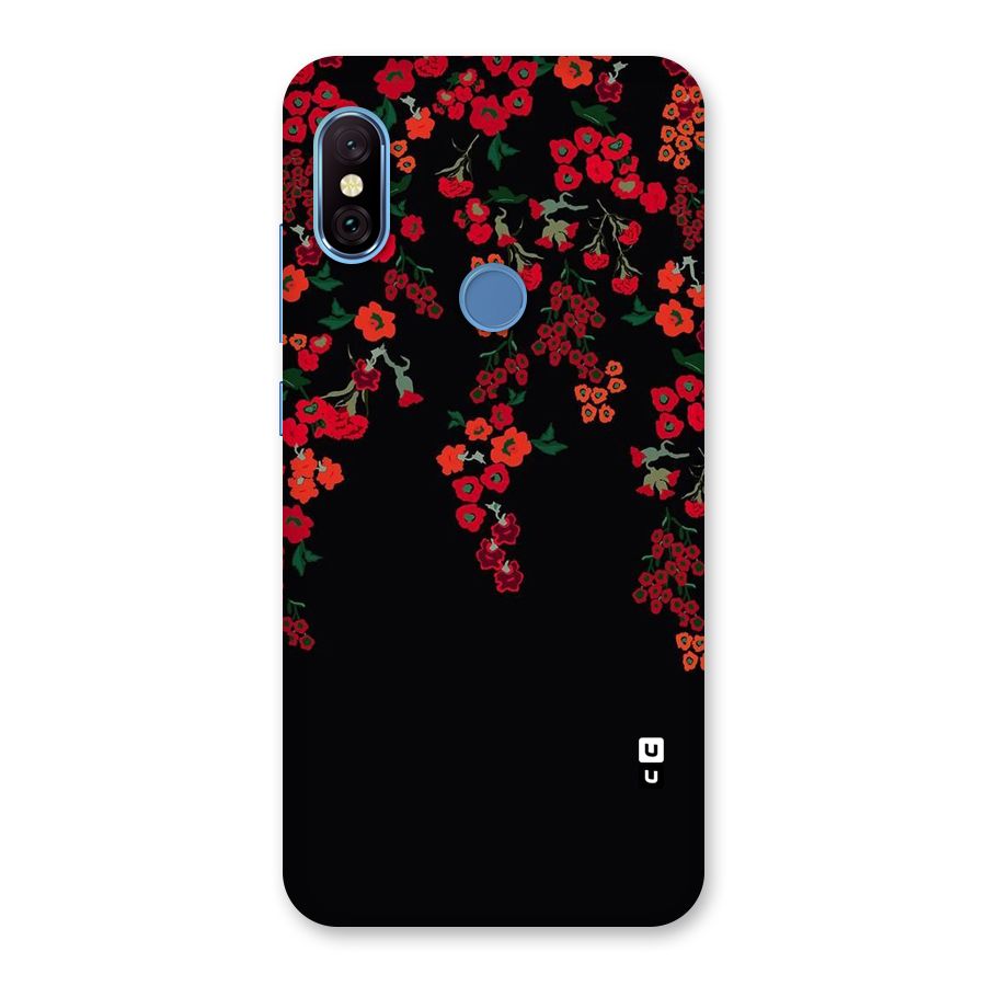 Red Floral Pattern Back Case for Redmi Note 6 Pro