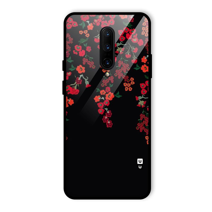 Red Floral Pattern Glass Back Case for OnePlus 7 Pro