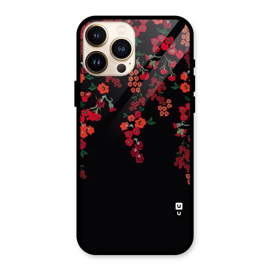 Red Floral Pattern Glass Back Case for iPhone 13 Pro Max