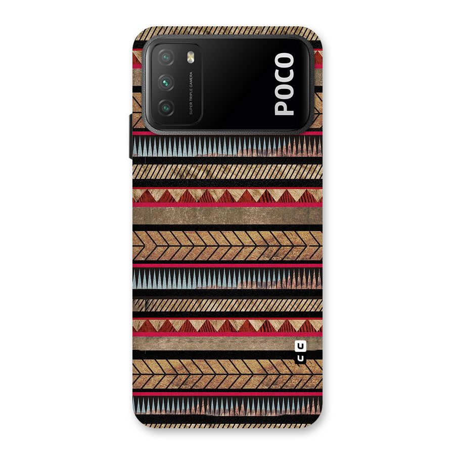 Red Indie Pattern Back Case for Poco M3