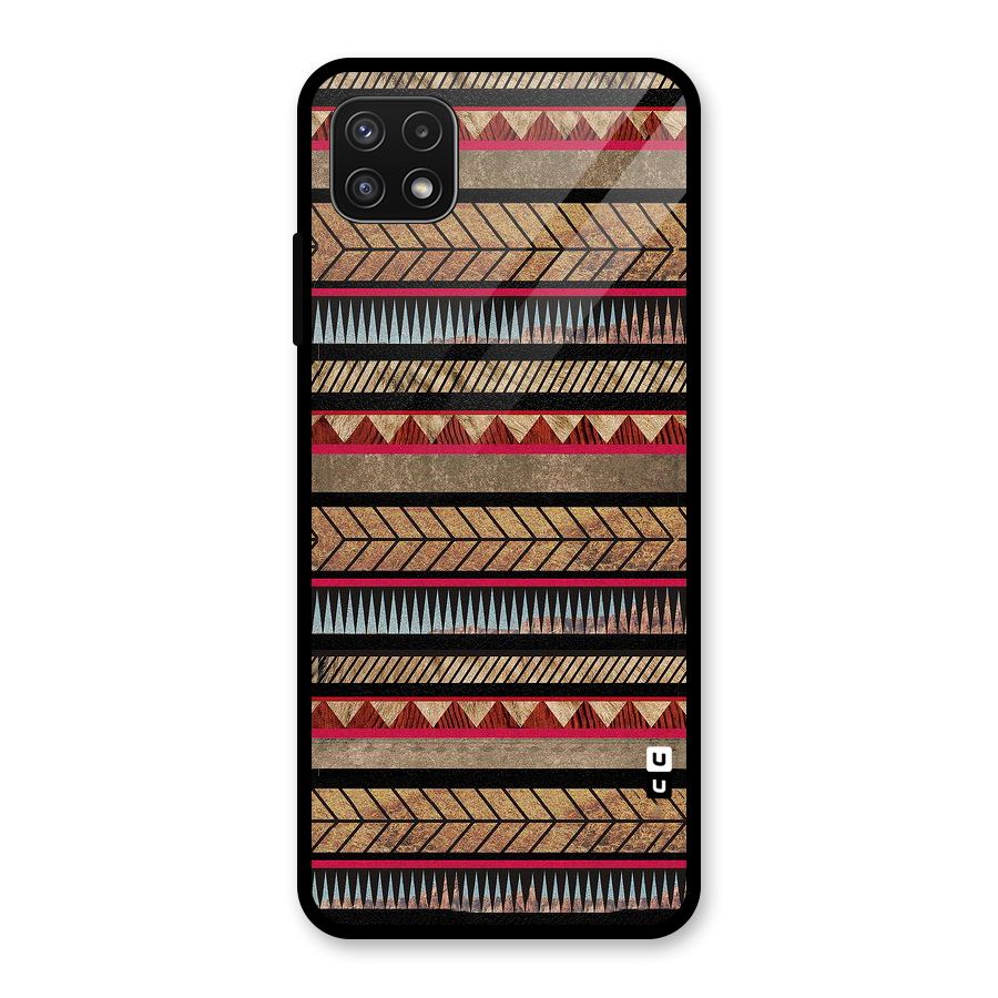 Red Indie Pattern Glass Back Case for Galaxy A22 5G