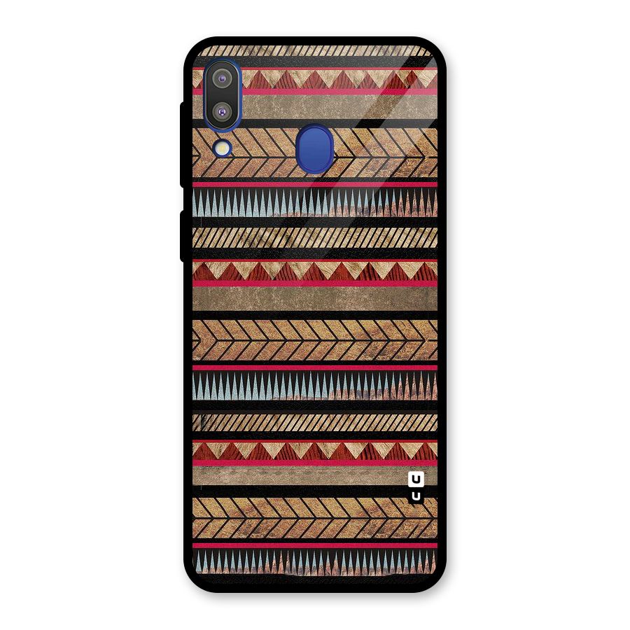 Red Indie Pattern Glass Back Case for Galaxy M20